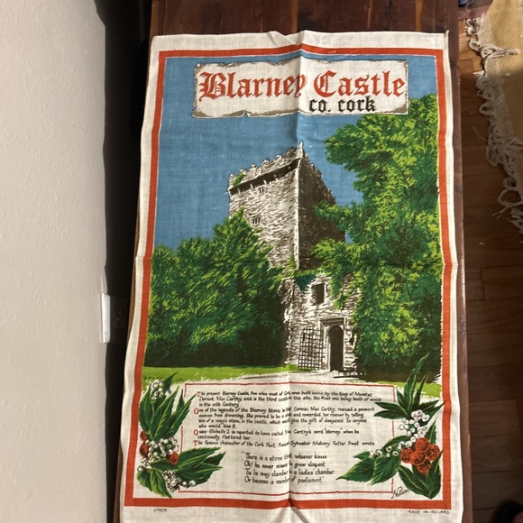 George Nelson Other - Vintage Linen Tea Towel Blarney Castle Ireland Nelson Cork poem Irish